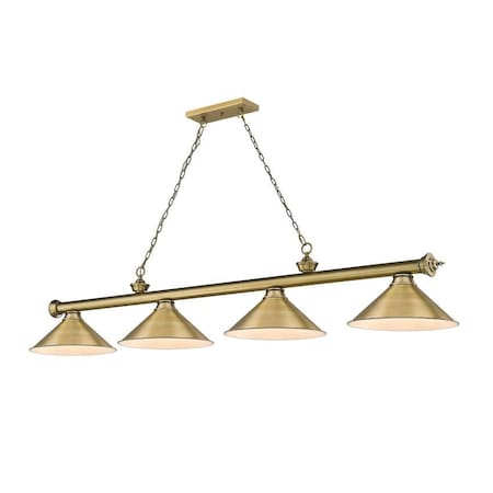 Z-Lite Cordon 4 Light Billiard, Rubbed Brass & Rubbed Brass 2306-4RB-RB15